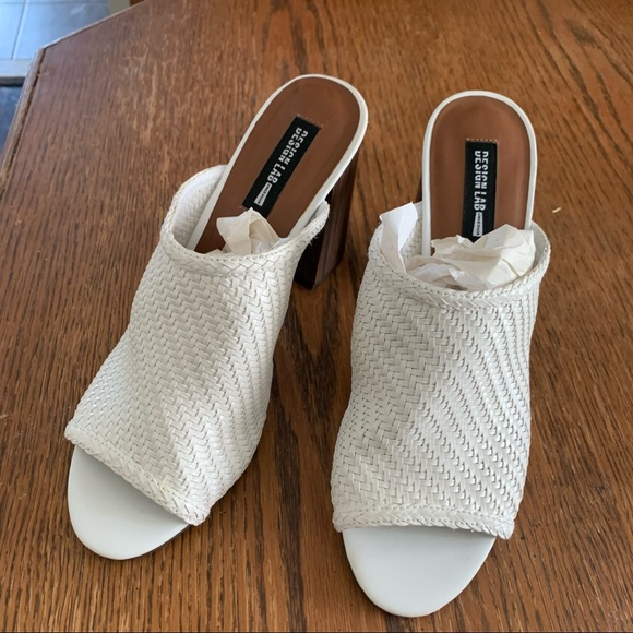 Design Lab Lord &Taylor 4inch Block Heel Woven white Mules Size 10 - Picture 7 of 16